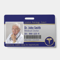 Professional Medical Caduceus Gold Blue Photo ID
