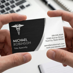 Professional Medical Caduceus Logo Modern Classic Magnetic Business Card