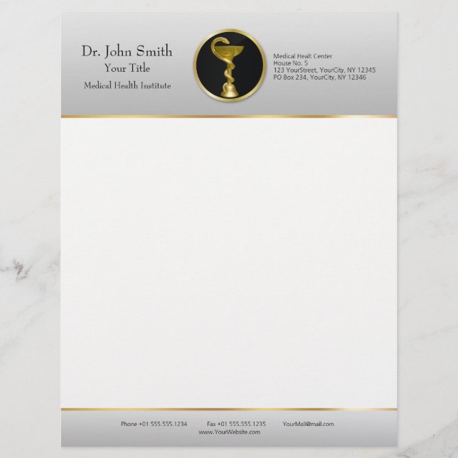 Professional Medical Gold Hygieia Bowl Custom Letterhead (Front)
