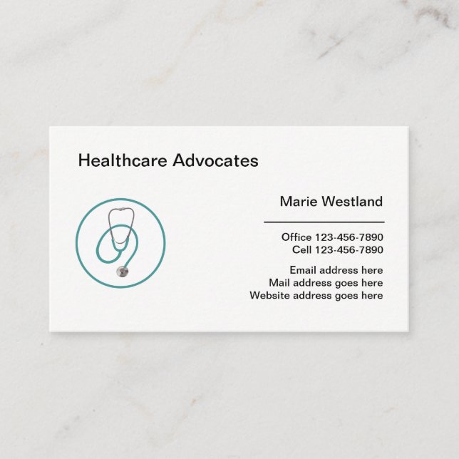 Professional Medical Healthcare Advocate Business Card (Front)