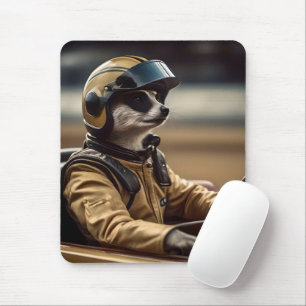 Professional Meerkat Racing Driver, badge Mouse Mat