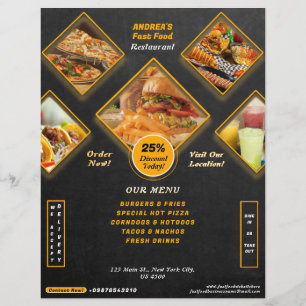 Professional Menu Fast Food Promo Discount Black