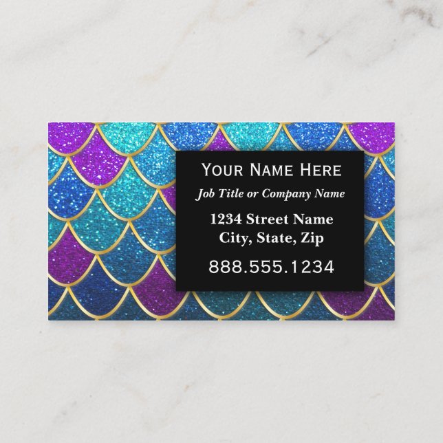 Professional Mermaid Glitter Elegant Modern Salon  Business Card (Back)