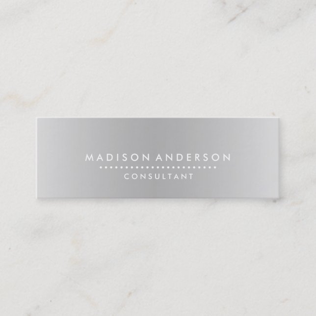 Professional Metal Elegant Modern Plain Silver Mini Business Card (Front)