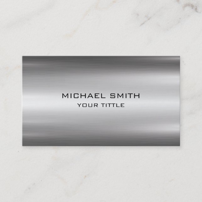 Professional Metal Elegant Modern Silver Business Card (Front)
