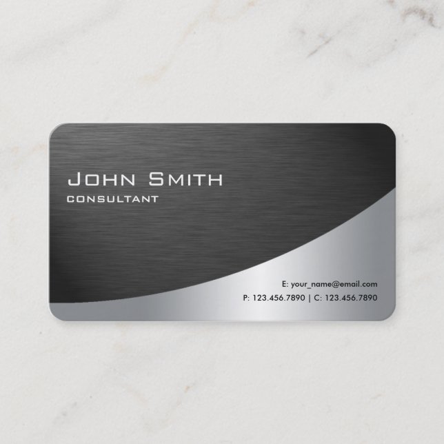 Professional Metal Elegant Modern Simple Black Business Card (Front)