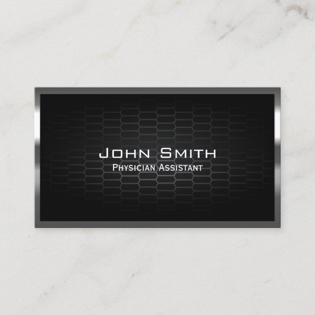 Professional Metal Framed Physician Assistant Business Card (Front)