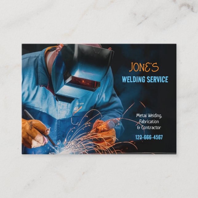 Professional Metal Welder, Fabrication Contractor Business Card (Front)