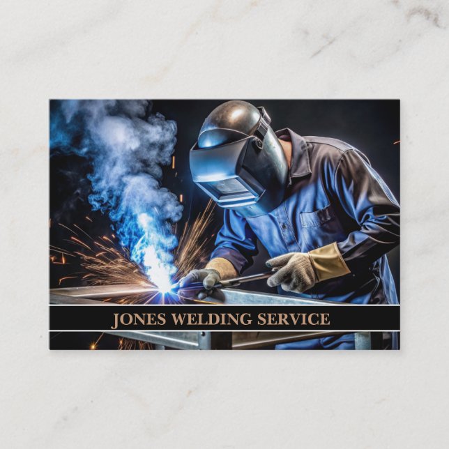 Professional Metal Welder Fabrication Contractor Business Card (Front)