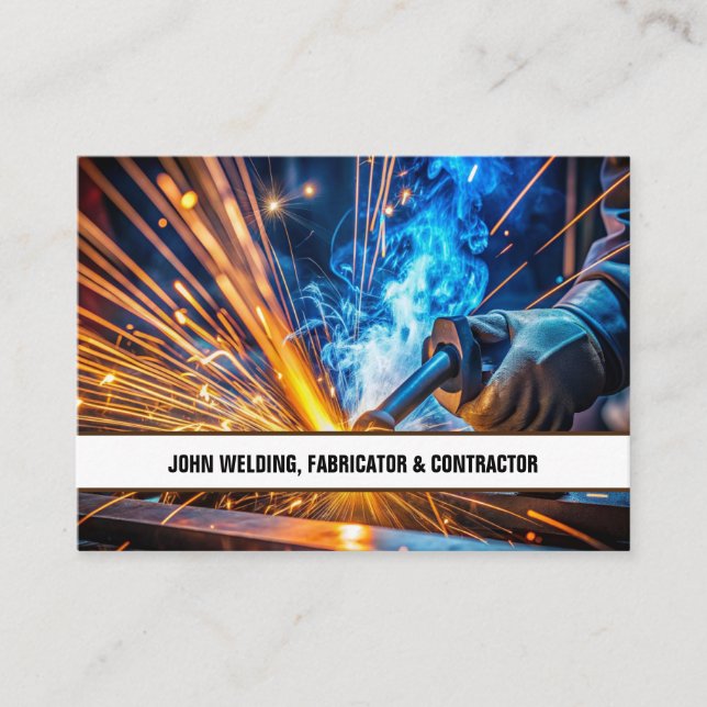 Professional Metal Welder, Fabrication Contractor Business Card (Front)