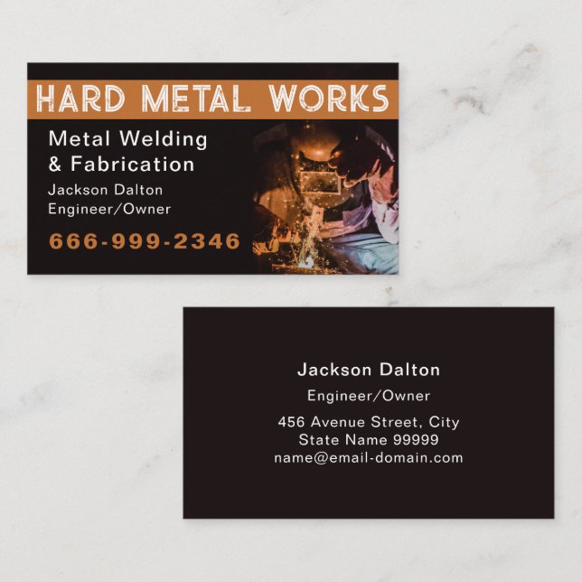 Professional Metal Welding Fabrication Contractor Business Card (Front/Back)