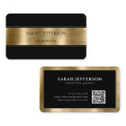 Professional Metallic Gold Black Simple Elegant QR