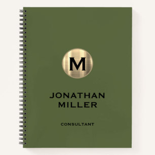 Professional Metallic Gold Monogram Notebook