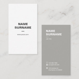 Professional Mini Typo Grey Vertical Business Card