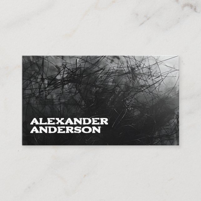 Professional Minimal Black Scribble  Business Card (Front)