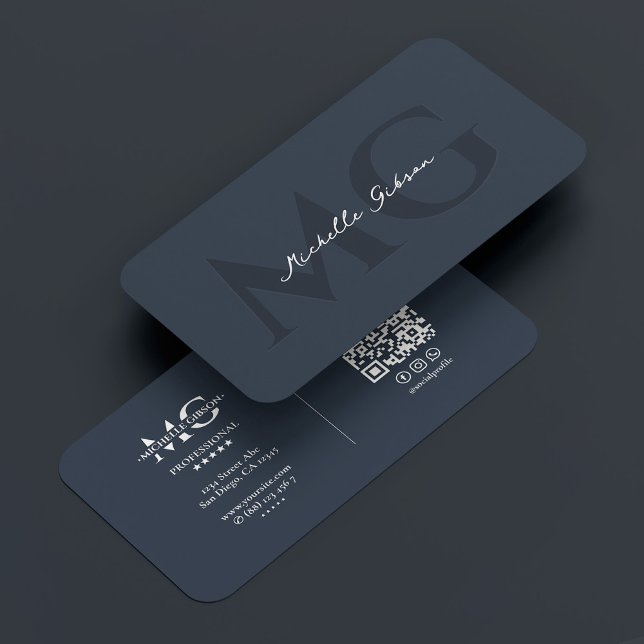 Professional Minimal Charcoal Blue  Business Card (Professional Minimal Charcoal Blue Business Card
)