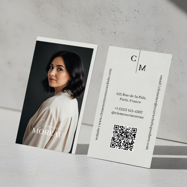 Professional Minimal Elegant Modern Photo QR Code Business Card (Professional Minimal Elegant Modern Photo QR Code Business Card)