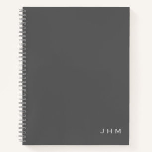 Professional Minimal Grey Monogram Initials Notebook