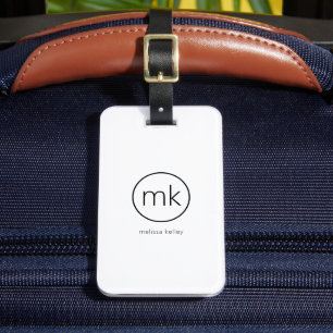 Professional Minimal Monogram Initial Clean White Luggage Tag