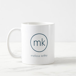 Professional Minimal Monogram Initial Indigo Blue Coffee Mug