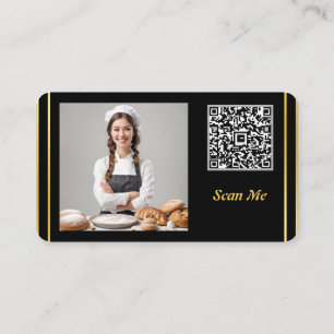 Professional Minimal QR Code and Photo Bakery Business Card