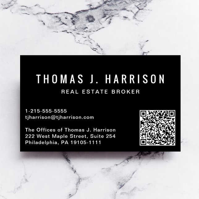 Professional Minimal QR Code Black Business Card (Make connections and leave a lasting impression with our modern QR code black business card)