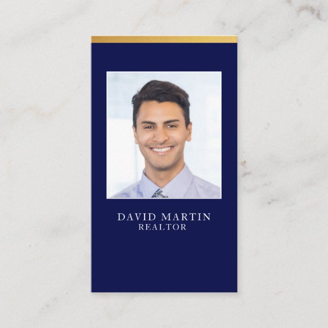 Professional & Minimal Real Estate Agent Photo Business Card (Front)