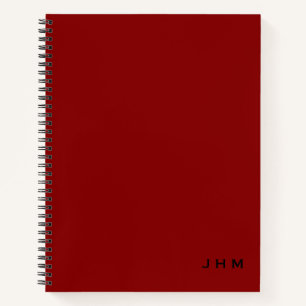 Professional Minimal Red Black Monogram Initials Notebook