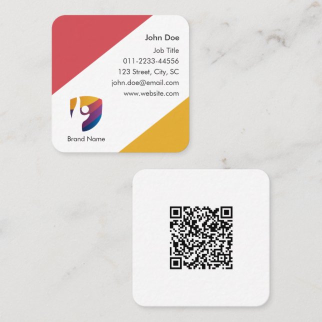 Professional Minimal Simple Modern Colourful Square Business Card (Front/Back)