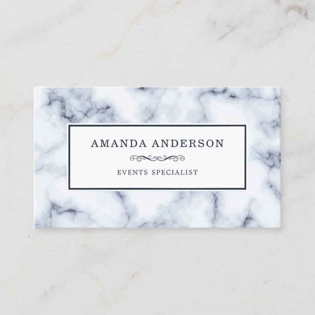 Professional  Minimal White Marble | Business Card (Front)