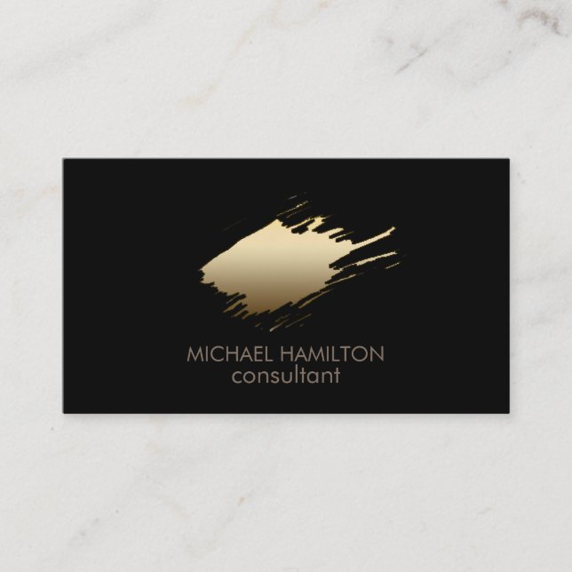 Professional minimalism faux gold brush stroke business card (Front)