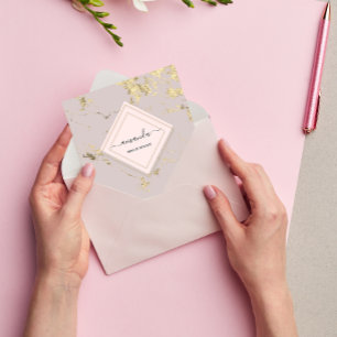 Professional Minimalism Frame Blush Gold Marble   Square Business Card