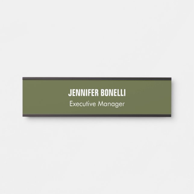 Professional minimalist add your name army green door sign (Front)