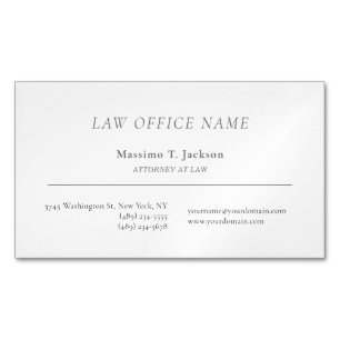Professional Minimalist Attorney Law Lawyer Office Magnetic Business Card