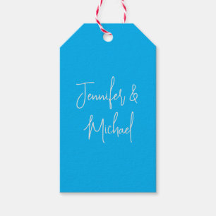 Professional minimalist azure blue calligraphy gift tags