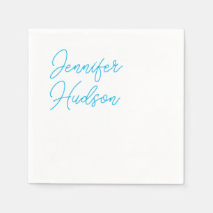 Professional minimalist azure blue calligraphy napkin