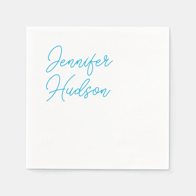 Professional minimalist azure blue calligraphy napkin (Front)