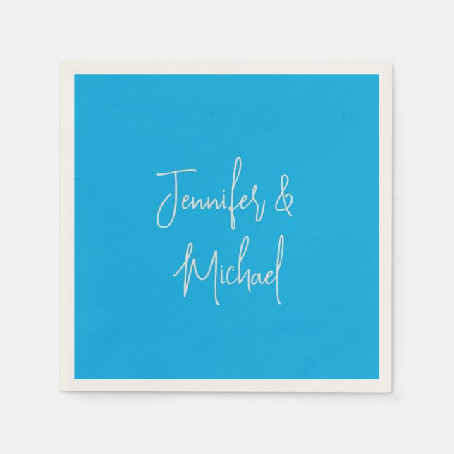 Professional minimalist azure blue calligraphy napkin (Front)