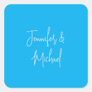 Professional minimalist azure blue calligraphy square sticker