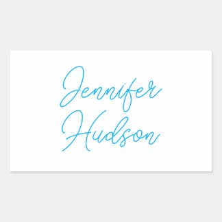 Professional minimalist azure blue name rectangular sticker