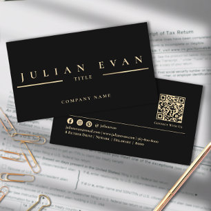 Professional Minimalist Black and Gold Business Card