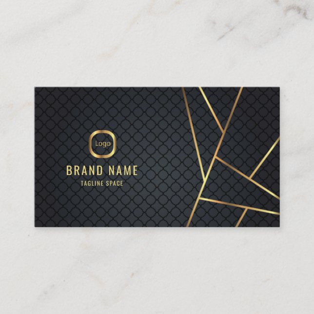 Professional Minimalist  black and gold luxury Business Card (Front)