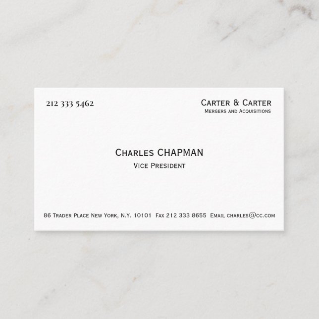 Professional Minimalist Black and White Elegant Business Card (Front)