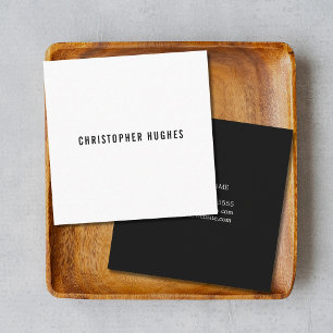 Professional Minimalist Black White Consultant Square Business Card