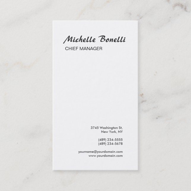 Professional Minimalist Black & White Modern Plain Business Card (Front)