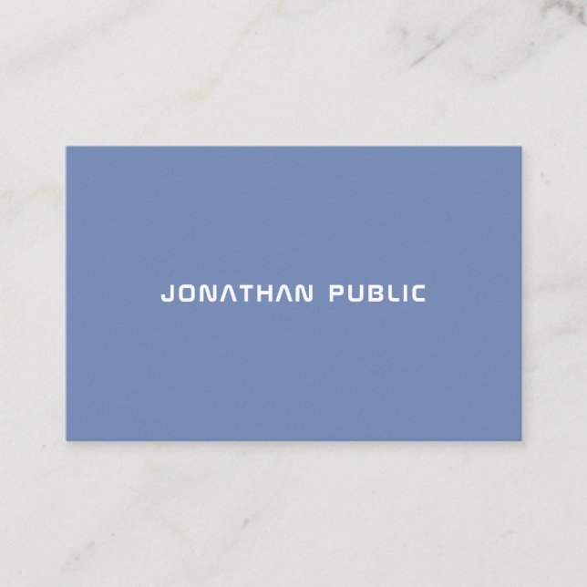Professional Minimalist Blue Grey Simple Template Business Card (Front)