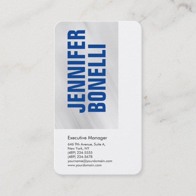 Professional minimalist blue grey white business card (Front)
