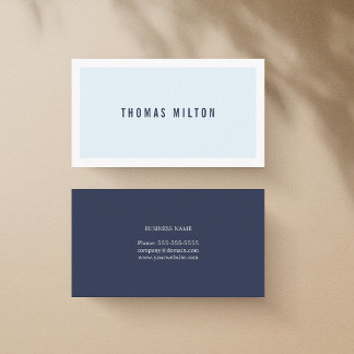 Professional Minimalist Blue White Consultant Business Card