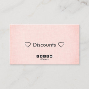 Professional Minimalist Blush Linen Discount Business Card