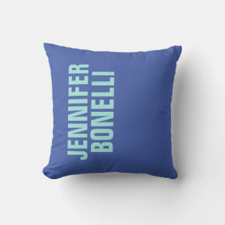 Professional minimalist bold blue name cushion